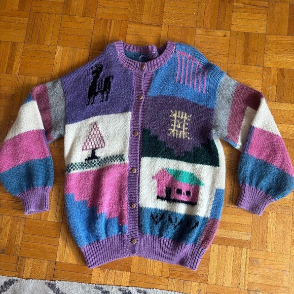 vintage Sweaters - UNREAL RARE ONE OF KIND oversized wool knit sweater